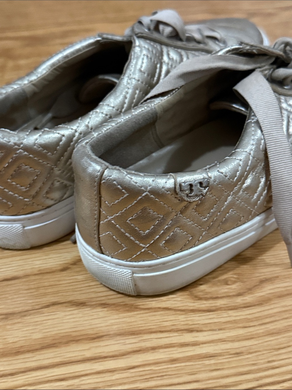 Tory Burch Quilted Metallic Gold Low-Top Sneakers - Picture 5 of 9